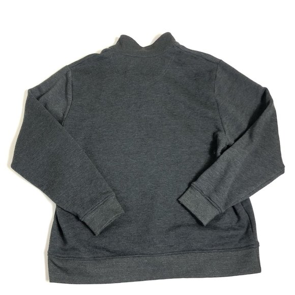 Orvis Men's XL Pullover Sweater Quarter Zip Snap Button Cotton Gray Solid H43 - Picture 2 of 5